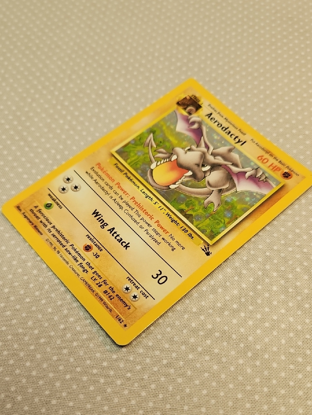 1999 Pokemon Aerodactyl 1/62 Fossil Holo - Picture 2 of 15